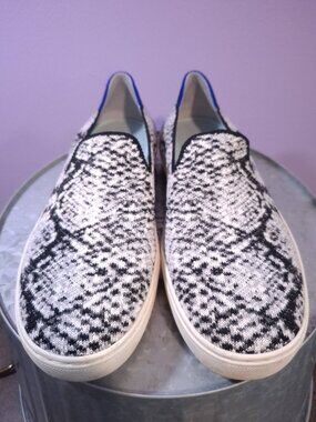 Rothy’s The Original Slip On Sneaker Python - Sz 8 - Black & White